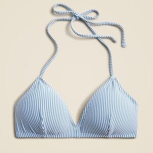 J. Crew Blue and White Striped Halter Bikini Top